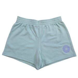 Converse All Star Youth Shorts L 140-155 Light Blue Elastic Waist Cotton Blend.